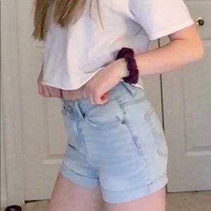 Light washed jean shorts